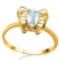 0.38 CT AQUAMARINE AND ACCENT DIAMOND 0.005 CT 10KT SOLID YELLOW GOLD RING