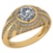 Certified 1.12 Ctw Diamond VS/SI2 Ladies Fashion Engagement 14k Yellow Gold MADE IN USA Halo Ring MA