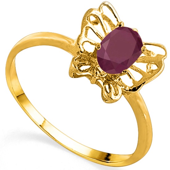 0.57 CT RUBY AND ACCENT DIAMOND 0.005 CT 10KT SOLID YELLOW GOLD RING