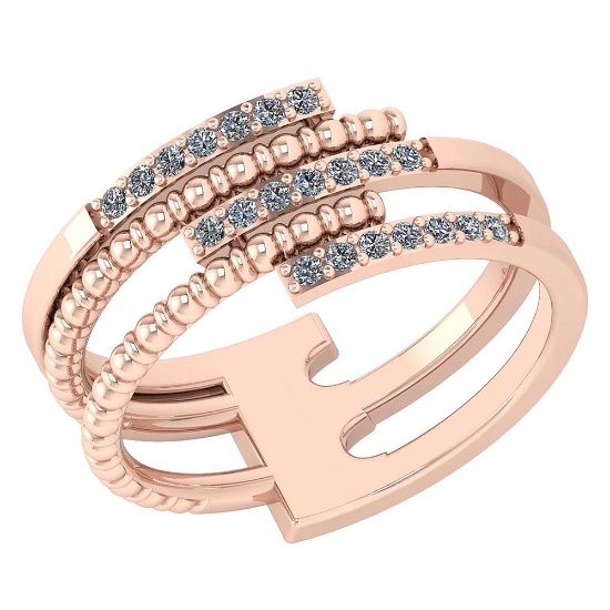 Certified 0.16 Ctw Diamond Ladies Fashion Engagement 14k Rose Gold MADE IN USA Halo Ring MADE IN USA