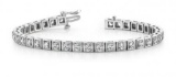 14K WHITE GOLD 1 CTW G-H I1/I2 FLOATING DIAMOND BOX TENNIS BRACELET