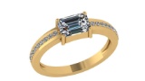 Certified 0.59 Ctw Diamond Engagement /Wedding 14K Yellow Gold Promise Ring