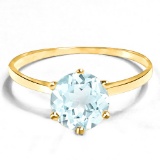 0.63 CT AQUAMARINE 10KT SOLID YELLOW GOLD RING