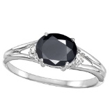 0.58 CTW MIDNIGHT BLACK SAPPHIRE & 0.02 CTWW DIAMOND 10KT SOLID WHITE GOLD RING