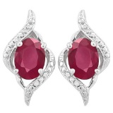 2 1/5 CTW AFRICAN RUBY .925 STERLING SILVER EARRINGS