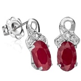 1 2/5 CTW RUBY & DIAMOND .925 STERLING SILVER EARRINGS