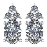 Certified 1.51 Ctw Diamond 14k White Gold Stud Earrings