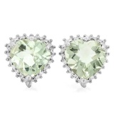 3.16 CT GREEN AMETHYST .925 STERLING SILVER EARRINGS STUD