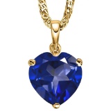 1.45 CTW LAB TANZANITE 10K SOLID YELLOW GOLD HEART SHAPE PENDANT