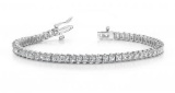 14K WHITE GOLD 5 CTW G-H I1/I2 CLASSIC PRINCESS PRONG SET DIAMOND TENNIS BRACELET