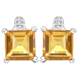 3 CTW DARK CITRINE .925 STERLING SILVER EARRINGS