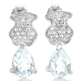 1 1/5 CTW AQUAMARINE .925 STERLING SILVER EARRINGS