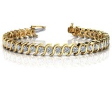 14K YELLOW GOLD .75 CTW G-H I1/I2 CLASSIC S SHAPED DIAMOND TENNIS BRACELET