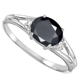 0.58 CTW MIDNIGHT BLACK SAPPHIRE & 0.02 CTWW DIAMOND 10KT SOLID WHITE GOLD RING