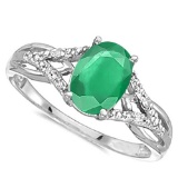 0.65 CARAT EMERALD & 0.04 CTW DIAMOND 14KT SOLID WHITE GOLD RING