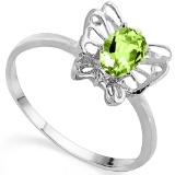 0.52 CT PERIDOT AND ACCENT DIAMOND 0.005 CT 10KT SOLID WHITE GOLD RING