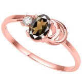 0.43 CT SMOKEY AND ACCENT DIAMOND 0.01 CT 10KT SOLID RED GOLD RING