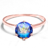 0.8 CT OCEAN BLUE MYSTIC QUARTZ 10KT SOLID RED GOLD RING