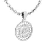 Gold Coin Style Charm Necklace 18K White Gold MADE IN ITALY