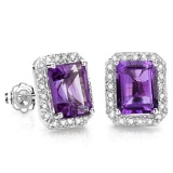 3 CTW AMETHYST .925 STERLING SILVER EARRINGS