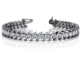 14K WHITE GOLD 1 CTW G-H I1/I2 CLASSIC S SHAPED DIAMOND TENNIS BRACELET