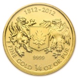 2012 Canada 1/4 oz Gold War of 1812 Uncirculated in Original Mint Plastic