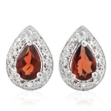 1 CTW GARNET .925 STERLING SILVER EARRINGS