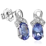 3/4 CTW TANZANITE & DIAMOND .925 STERLING SILVER EARRINGS