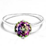 0.8 CT RAINBOW MYSTIC QUARTZ 10KT SOLID WHITE GOLD RING