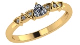 Certified 0.53 Ctw Diamond Engagement /Wedding 14K Yellow Gold Promise Ring