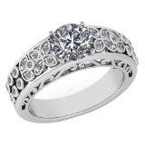 Certified 1.45 Ctw Diamond Engagement /Wedding 14K White Gold Promise Ring