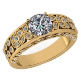 Certified 1.65 Ctw Diamond Engagement /Wedding 14K Yellow Gold Promise Ring