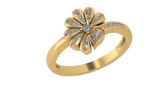 Certified 0.26 Ctw Diamond Engagement /Wedding 14K Yellow Gold Promise Ring