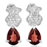 1 3/4 CTW GARNET .925 STERLING SILVER EARRINGS