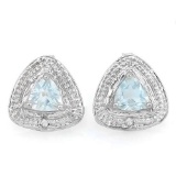 2/3 CTW AQUAMARINE .925 STERLING SILVER EARRINGS