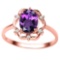 0.85 CT AMETHYST AND ACCENT DIAMOND 0.02 CT 10KT SOLID RED GOLD RING