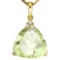 0.57 CTW GREEN AMETHYST 10K SOLID YELLOW GOLD TRILLION SHAPE PENDANT WITH ANCENT DIAMONDS