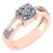 Certified 1.18 Ctw Diamond Wedding/Engagement Style 14K Rose Gold Halo Ring (SI2/I1)