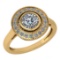 Certified 1.12 Ctw Diamond Wedding/Engagement Style 14K Yellow Gold Halo Ring (SI2/I1)