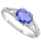 0.52 CARAT EGYPT BLUE TANZANITE & 0.02 CTW DIAMOND 10KT SOLID WHITE GOLD RING