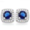 MESMERIZING 1 1/5 CTW CREATED BLUE SAPPHIRE & 1/2 CTW (48 PCS) FLAWLESS CREATED DIAMOND .925 STERLIN