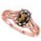 0.72 CARAT SMOKEY QUARTZ & 0.04 CTW DIAMOND 14KT SOLID RED GOLD RING