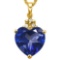 1.31 CTW CREATED TANZANITE 10K SOLID YELLOW GOLD HEART SHAPE PENDANT WITH ANCENT DIAMONDS