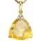 0.52 CTW CITRINE 10K SOLID YELLOW GOLD TRILLION SHAPE PENDANT WITH ANCENT DIAMONDS