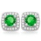 PRECIOUS 1 1/5 CTW CREATED EMERALD & 1/2 CTW (48 PCS) FLAWLESS CREATED DIAMOND .925 STERLING SILVER