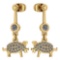 Certified 0.39 Ctw Diamond VS/SI1 Chinese Pig Earring 14K Yellow Gold