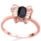 0.6 CT BLACK SAPPHIRE AND ACCENT DIAMOND 0.005 CT 10KT SOLID RED GOLD RING