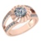 Certified 1.58 Ctw Diamond Wedding/Engagement Style 14K Rose Gold Halo Ring (SI2/I1)