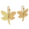 Gold Butterfly Wire Hook Earrings 14K Yellow Gold Made In Italy