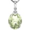 0.67 CTW GREEN AMETHYST 10K SOLID WHITE GOLD OVAL SHAPE PENDANT WITH ANCENT DIAMONDS